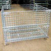 China Customized Industrial Wire Mesh Containers Stackable Galvanized Steel Foldable Wire Mesh Pallet Cage for sale