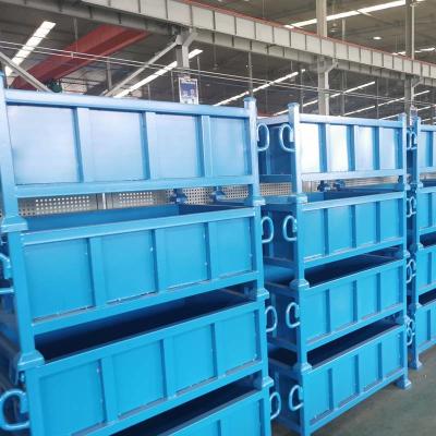 China Durability Industrial Steel Grid Metal Box Pallet For Warehouse Stacking Storage Box for sale