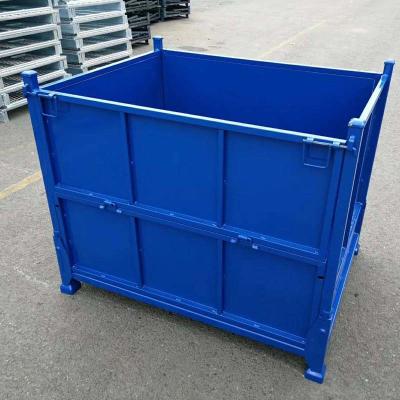 China Caja de palets de metal plegable de red industrial de estructura fuerte Caja de almacenamiento en venta