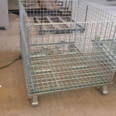 China Medium Duty Foldable Stackable Large Wire Mesh Container Rust Resistant 500-1000KG Capacity for sale