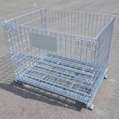 China Stackable 4 High Storage Wire Mesh Pallet Cage Auto Parts Storage Cages for sale