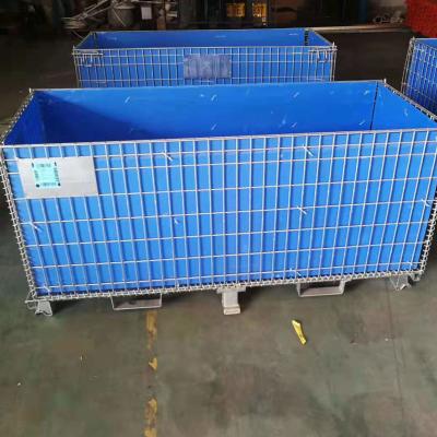 China Warehouse Storage Folding Metal Pallet Cage Industrial Wire Container for sale