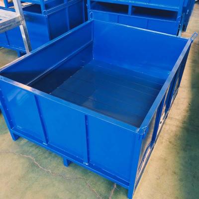 China Industrial Warehouse Storage Grid Metal Pallet Box Stackable High Durability for sale