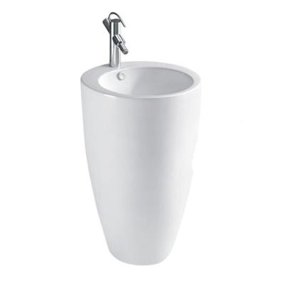 China Wholesale Pedestal Wash Basin Round Shape OEM ODM Design Easy Clean Wash Basin Sanitary Ware Elegant Round Shape Pedestal Wash Basin for sale