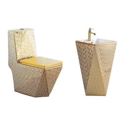 China Luxury One Piece Ceramic Combination Toilet Bowl Set Double-Flow Toilet Basin Royal Elegant Royal Elegant Basin Set for sale