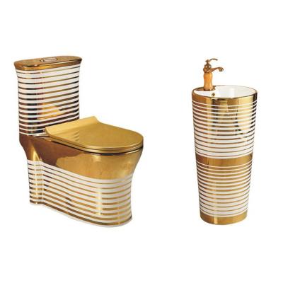 China Double-flow Chaozhou WareBathroom Ceramic Toilet Sanitary Basin Set Decorative Royal Style Toilet Basin Combination for sale