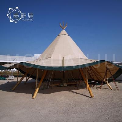 China Extended Type Large Outdoor Canvas Camping Teepee Glamping Tent Teepee For Sale for sale