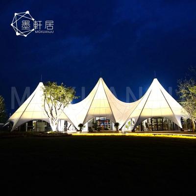 China Diagonal Tethering Type Multi-peak Hotel Resort Glamping Star Shade Eco-Friendly Outdoor Living Tents for sale