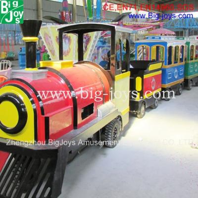 China fiberglass and steel kids amusement trackless train, amusement park electric trackless train for sale for sale