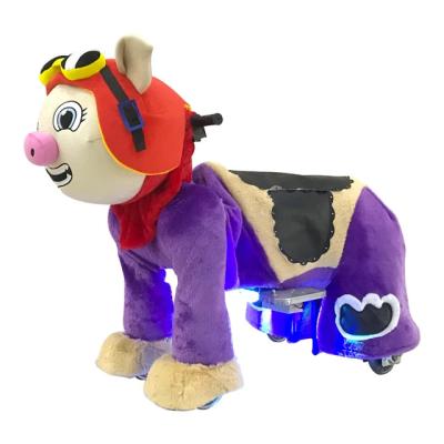 China Indoor PVC Plush Motorized Battery Coin Operated Electric Walking Animal Ride For Shopping Mall for sale