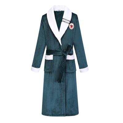 China High Quality Designer Bathrobes Dark Green Intellectual Women's Plush Bathrobe Thermal for sale