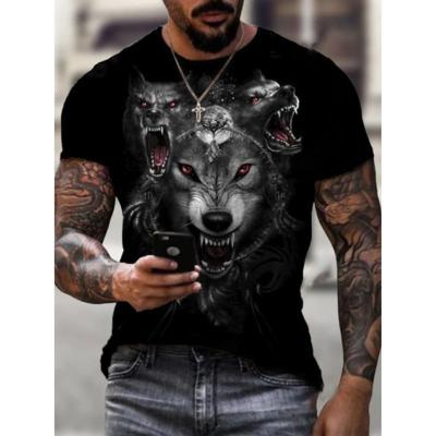 China Anti-Wrinkle Summer Cotton BlendLoose Big Men's Fitness Printed Casual Short Sleeve T-Shirt for sale