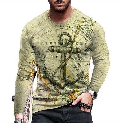 China Custom Anti-Wrinkle Loose Round Neck Base Shirt Fashion Men's Top Men's Long Sleeve T-Shirt for sale