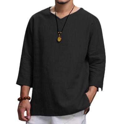 China Custom Wholesale Loose Anti-wrinkle Spring and Autumn Men's Solid Color Pullover T-Shirt for sale