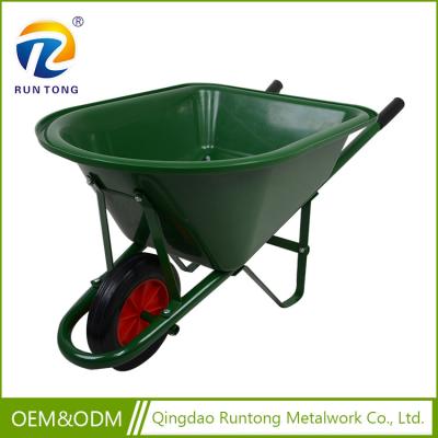 China 2017 Wholesale Customization Metal Wheel Handle Child Wheelbarrow Hot Selling Thick Rubber Green Spray Painted Wheel Barrow for sale