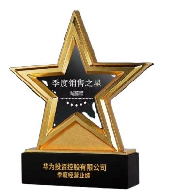 China Europe Hot Sale Crystal Diamond Award Trophy With Gold Metal for sale