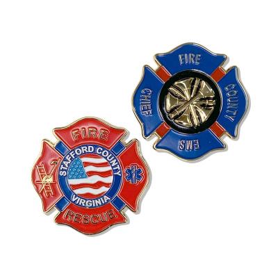 China Europe Factory High Quality Sandblasted Customized Firefighter Challenge Coins With Customized Designs for sale