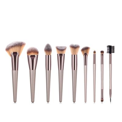 China skin-friendly customized 9 pcs white champagne gold makeup brush sets single rose powder good quality for sale