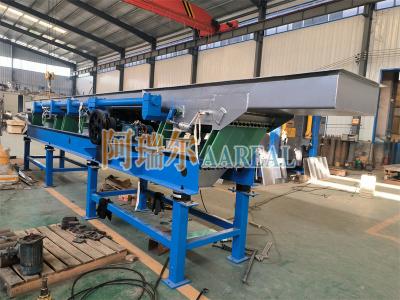 China Long Distance 600mm Width Stainless Steel 304 Leaf Spring Eccentric Balanced Vibratory Conveyor For 25 Tons Per Hour Salt Conveying for sale