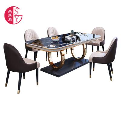 China Modern Lightweight Luxury Combination of Postmodern Minimalist Dining Table Rock Slab Dining Table and Chairs Combination for sale