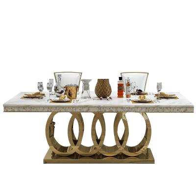 China Modern Hot Light Luxury Marble Dining Table And Chairs Combination Rectangular Modern Simple Dining Table For 6 Person for sale