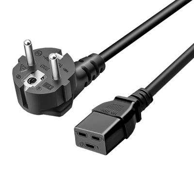 China Europe Standard AC Female Connector Eu Office Mains Cord Extension Plug For 2 Prong Copper PVC C19 Power Cord Cable for sale