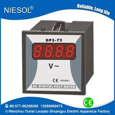 China Red LED Panel Meter Mini Digital Voltmeter Volt Voltage Meter DC 0-600V DP3-72V for sale