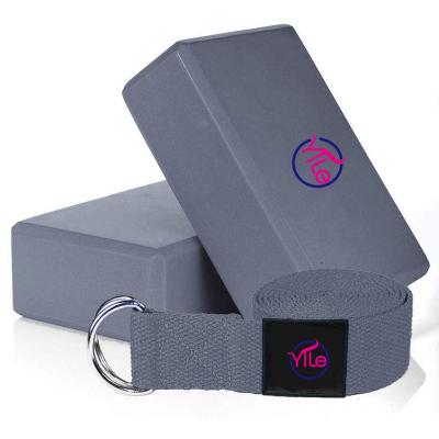 China Durable High Density Foam Gymnastics Yoga Blocks And Strap Set Gray Wholesale for sale