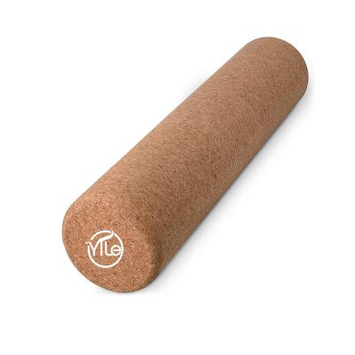 China Eco Friendly Custom Natural Wooden Muscle Relex Apparatus Muscle 45cm Cork Roller Logo For Balance Board for sale