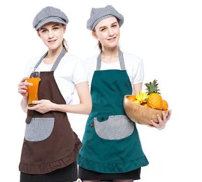 China Multi - Color Convenient Fancy Cooking Aprons Popular Style With 2-3 Big Pockets for sale