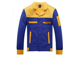 China Formal Blue And Yellow Work Jackets Durable With Hit Color Pocket Design for sale