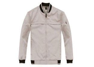 China Beige Cotton Men's Bomber Jackets Knitted Ribbed Cuffs / Flight Jackets For Men for sale