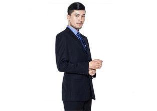 China Fashionable Black Colour Office Work Uniforms , Wool Material Mens Work Uniforms for sale