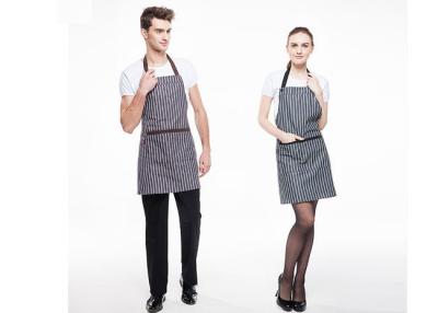 China Black And White Stripes Kitchen Cooking Aprons Adjustable With Widen Strap Design for sale