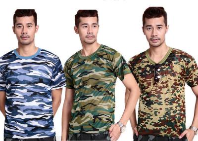 China Professionele Unisex- Katoenen Militaire T-shirts om Hals die Dubbele Lijnboord scherpen Te koop