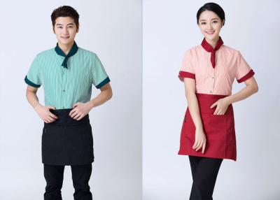 China Embroidered Unique Restaurant Uniforms With Single Row Transparent Resin Buttons for sale