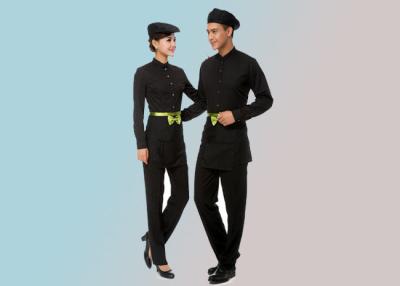 China Solid Color Collar Restaurant Staff Uniform Long Sleeve With Shirt And Pants for sale