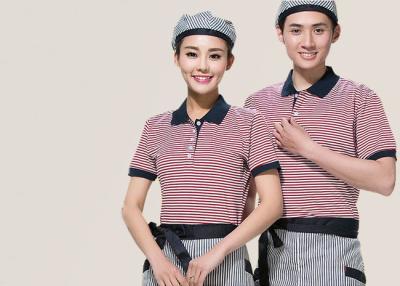 China Combed Cotton Restaurant Uniforms Polo Shirts Contrast Color For Men And Women for sale