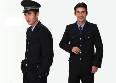 China Single Breasted Security Guard Uniform , Long Sleeve Black Security Jacket For Men for sale