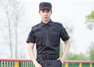 China Polyester Cotton Cool Security Uniform Shirts Short Sleeve With Plain Dyed Technic for sale