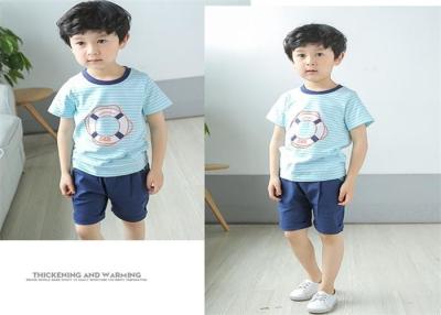 China Korean Version Children's Style Clothing , Printed Striped Childrens Summer Clothes for sale