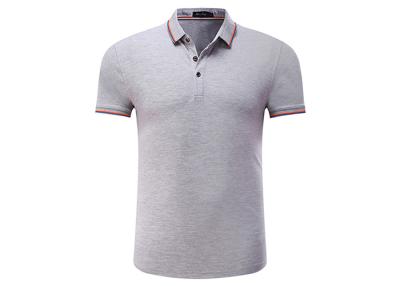 China Short Sleeve Cotton Polo Shirts for Men Ribbed Contrast Cuffs Classical Grey for sale