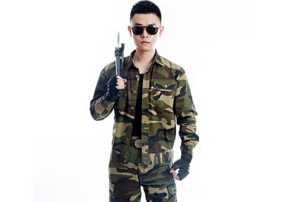 China Cotton Blends Military Camouflage Uniforms , Button Placket Men's Jacket for sale