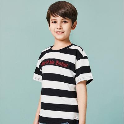 China Roupa curto dos meninos do algodão da luva da roupa bicolor das crianças do t-shirt da textura à venda