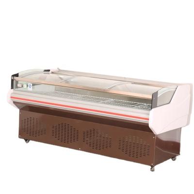 China Single-temperature Flat Surface Open Deli Meat Display Fridge Butcher Fridge Meat Food Colder Showcase for sale