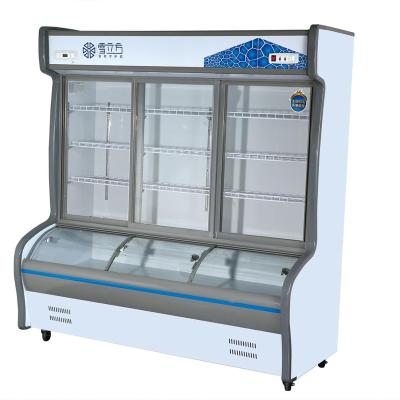 China 2021 Double-temperature commercial fruit refrigerator and vegetable cooler display freezer supermarket refrigerator for sale