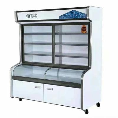 China Restaurant Supermarket Vertical Cabinet Refrigerated COMPRESSOR Three Temperature Display Cabinet for sale