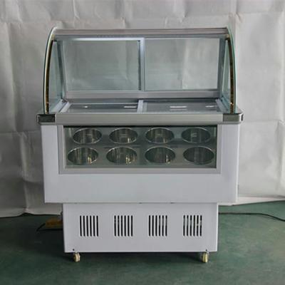 China Single-Temperature Glass Door Italy Gelato Ice Cream Showcase Fridge Hard Glass Display Cooler for sale