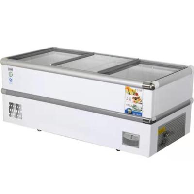 China Double-temperature commercial supermarket glass door combination island cabinet freezer for sale