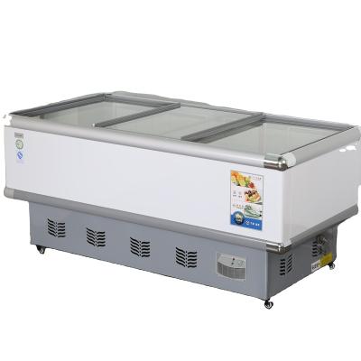 China 2021 Single-temperature Supermarket Refrigeration Equipment Display Open Top Glass Island Frozen Freezer For Wholesale for sale